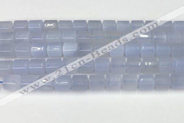 CBC824 15.5 inches 10*11mm tube blue chalcedony gemstone beads