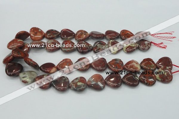 CBD01 15.5 inches 20*20mm heart brecciated jasper gemstone beads