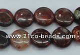 CBD05 15.5 inches 15mm flat round brecciated jasper gemstone beads
