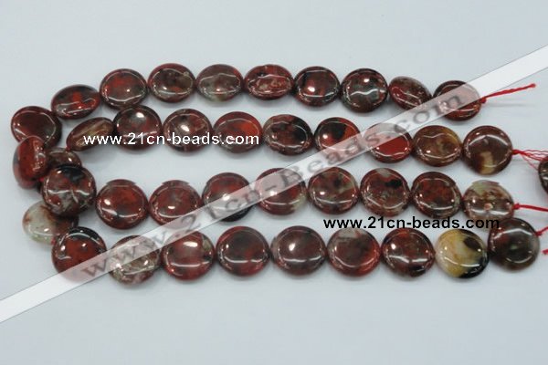 CBD06 15.5 inches 20mm flat round brecciated jasper gemstone beads