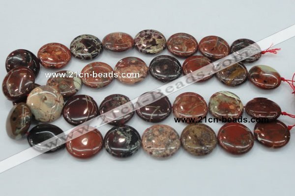 CBD07 15.5 inches 25mm flat round brecciated jasper gemstone beads