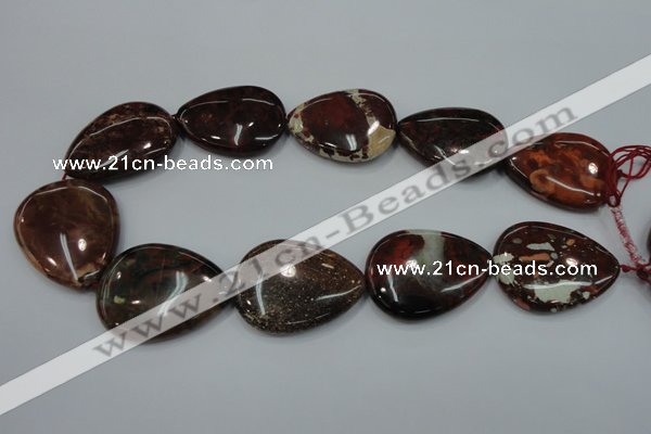 CBD35 15.5 inches 30*40mm flat teardrop brecciated jasper gemstone beads