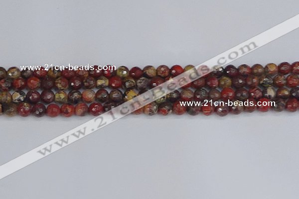 CBD369 15.5 inches 6mm faceted round brecciated jasper beads