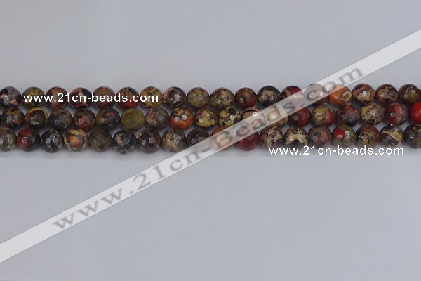 CBD370 15.5 inches 8mm faceted round brecciated jasper beads