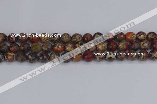 CBD371 15.5 inches 10mm faceted round brecciated jasper beads