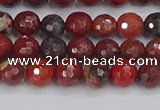 CBD376 15.5 inches 6mm faceted round poppy jasper beads