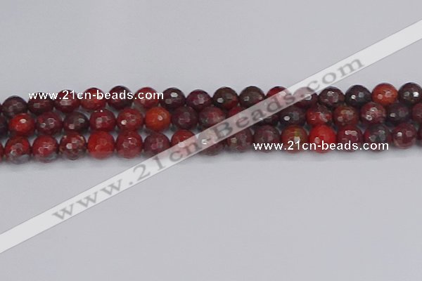 CBD378 15.5 inches 10mm faceted round poppy jasper beads