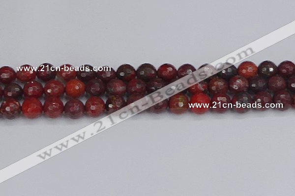 CBD379 15.5 inches 12mm faceted round poppy jasper beads