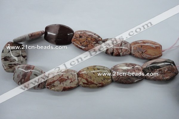 CBD75 15.5 inches 25*35mm flat drum brecciated jasper gemstone beads