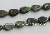 CBG08 15.5 inches 8*12mm flat teardrop bronze green gemstone beads