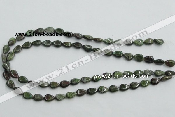 CBG08 15.5 inches 8*12mm flat teardrop bronze green gemstone beads