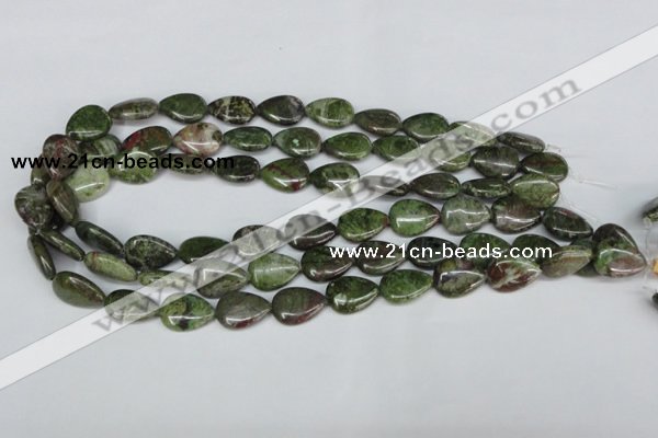 CBG09 15.5 inches 13*18mm flat teardrop bronze green gemstone beads