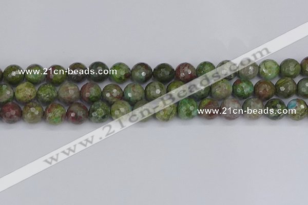 CBG104 15.5 inches 12mm faceted round bronze green gemstone beads