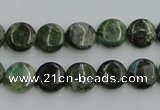 CBG12 15.5 inches 8mm flat round bronze green gemstone beads