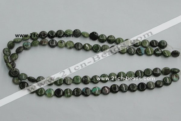 CBG12 15.5 inches 8mm flat round bronze green gemstone beads