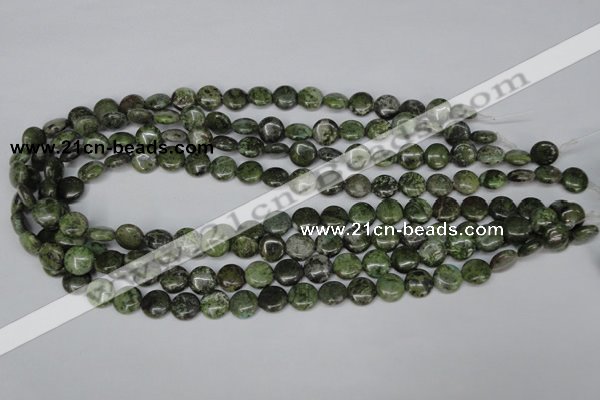 CBG14 15.5 inches 10mm flat round bronze green gemstone beads