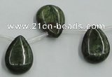 CBG21 13*18mm top-drilled flat teardrop bronze green gemstone beads