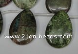 CBG24 Top-drilled 22*30mm flat teardrop bronze green gemstone beads