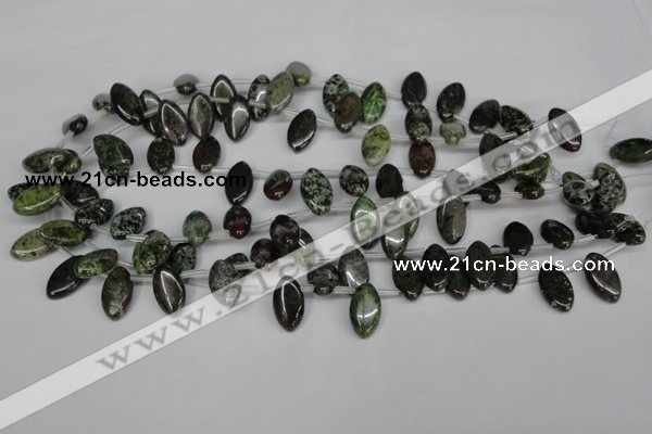 CBG25 Top-drilled 10*18mm marquise bronze green gemstone beads