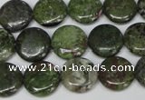 CBG36 15.5 inches 16mm flat round bronze green gemstone beads