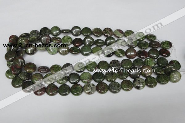 CBG36 15.5 inches 16mm flat round bronze green gemstone beads