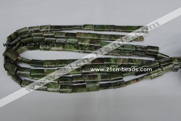 CBG50 15.5 inches 10*14mm flat tube bronze green gemstone beads