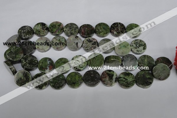 CBG61 15.5 inches 18mm coin bronze green gemstone beads