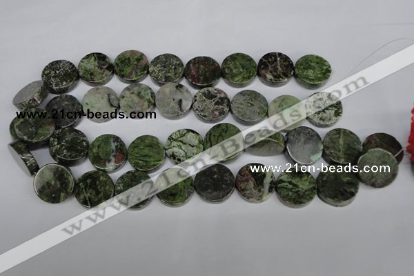 CBG62 15.5 inches 20mm coin bronze green gemstone beads