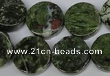 CBG63 15.5 inches 22mm coin bronze green gemstone beads