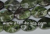 CBG65 15.5 inches 13*18mm wavy oval bronze green gemstone beads