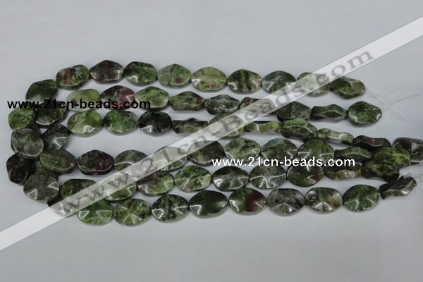 CBG65 15.5 inches 13*18mm wavy oval bronze green gemstone beads