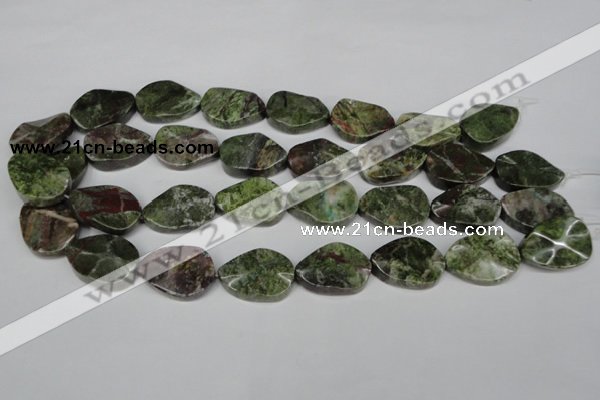 CBG67 15.5 inches 18*25mm wavy teardrop bronze green gemstone beads