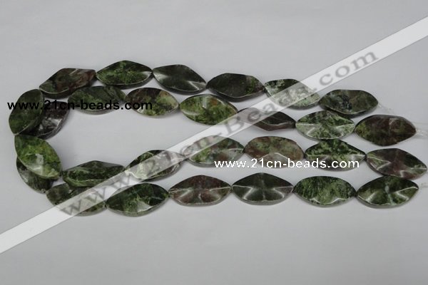 CBG71 15.5 inches 15*30mm wavy marquise bronze green gemstone beads