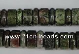 CBG80 15.5 inches 5*14mm & 7*14mm rondelle bronze green gemstone beads