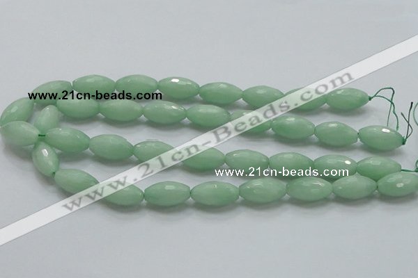 CBJ16 15.5 inches 12*22mm faceted rice jade beads wholesale