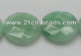 CBJ39 15.5 inches 25mm faceted flat round jade beads wholesale