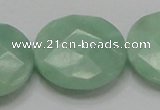 CBJ40 15.5 inches 30mm faceted flat round jade beads wholesale