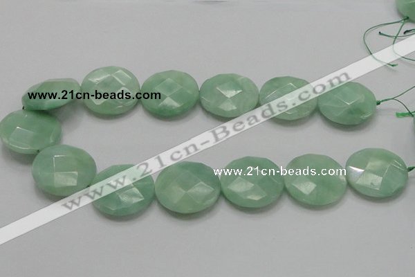 CBJ40 15.5 inches 30mm faceted flat round jade beads wholesale