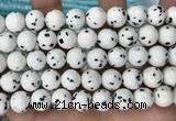 CBJ749 15.5 inches 12mm dalmatian round jade gemstone beads wholesale