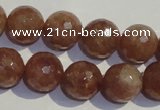 CBQ12 15.5 inches 14mm faceted round strawberry quartz beads