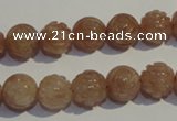CBQ14 15.5 inches 10mm carved round strawberry quartz beads