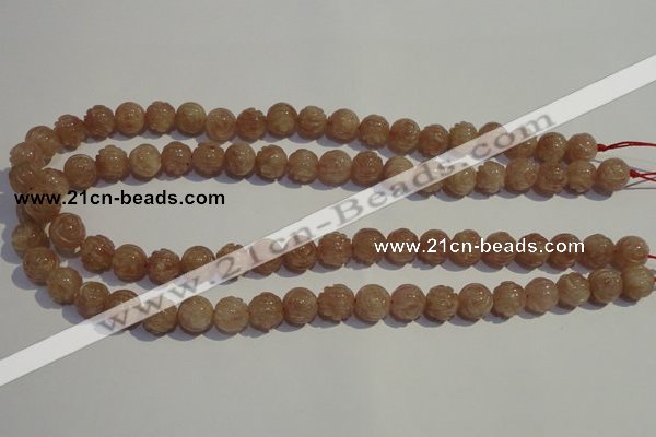 CBQ14 15.5 inches 10mm carved round strawberry quartz beads