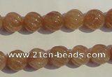 CBQ15 15.5 inches 10mm carved round strawberry quartz beads wholesale