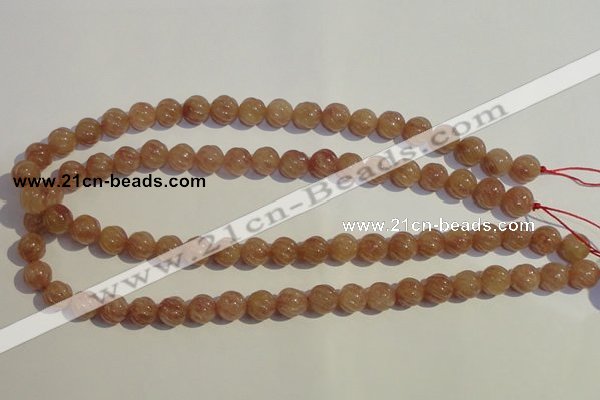 CBQ15 15.5 inches 10mm carved round strawberry quartz beads wholesale