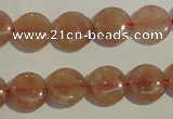 CBQ16 15.5 inches 12mm flat round strawberry quartz beads wholesale