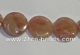 CBQ18 15.5 inches 16mm flat round strawberry quartz beads wholesale