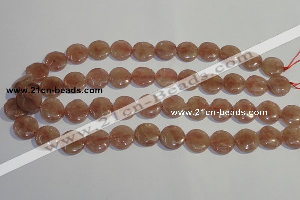 CBQ18 15.5 inches 16mm flat round strawberry quartz beads wholesale