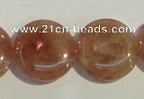 CBQ19 15.5 inches 25mm flat round strawberry quartz beads wholesale