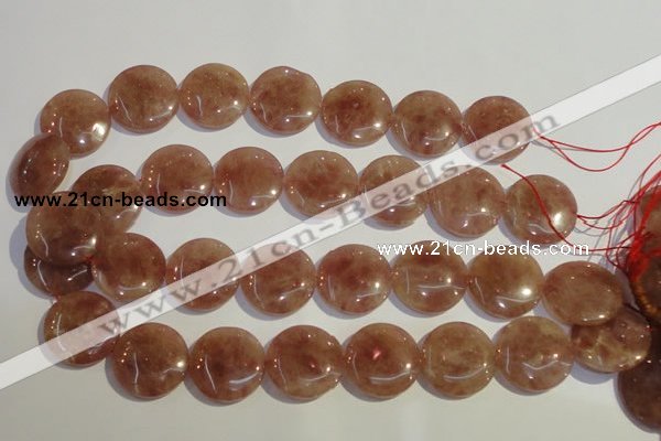 CBQ19 15.5 inches 25mm flat round strawberry quartz beads wholesale