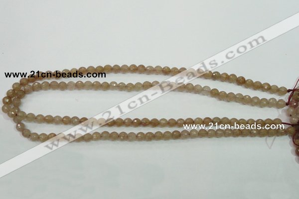 CBQ211 15.5 inches 6mm faceted round strawberry quartz beads